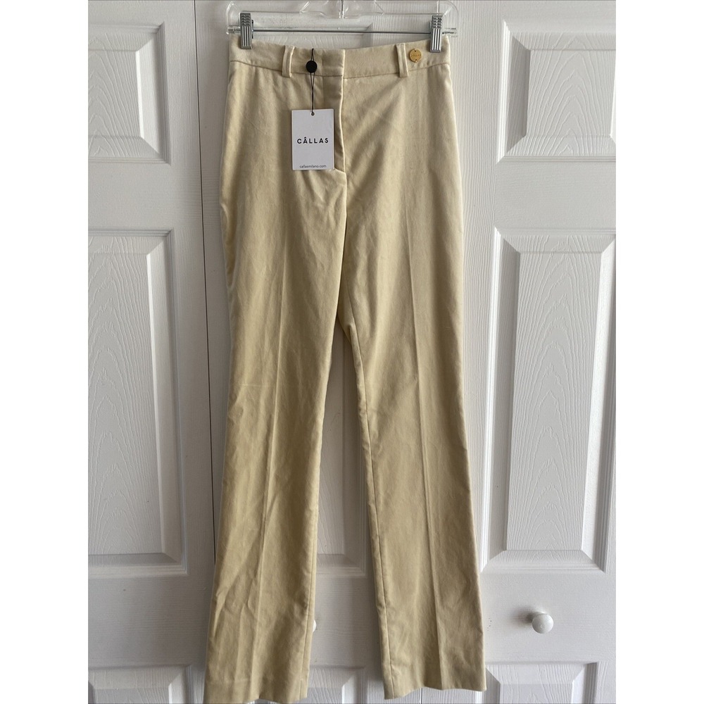 Callas Milano 36 Ivory Saachi Mid Rise Boot Cut‎ Pants NEW Luxury